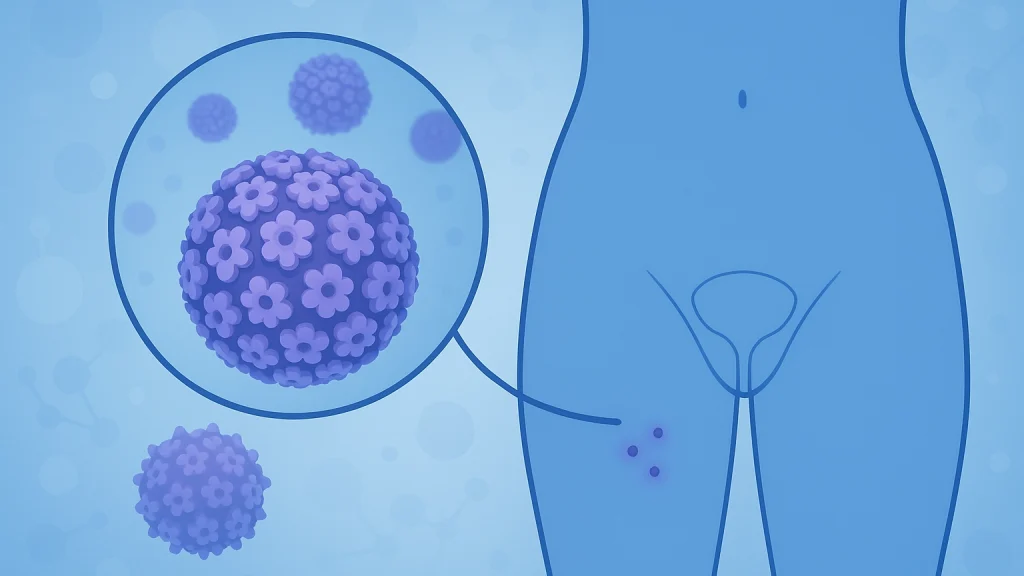تصویر آموزشی ویروس HPV و نواحی درگیر در زگیل تناسلی