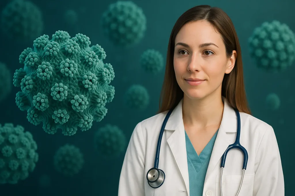 تصویر پزشکی ویروس HPV و زگیل تناسلی برای مقاله آگاهی زنان